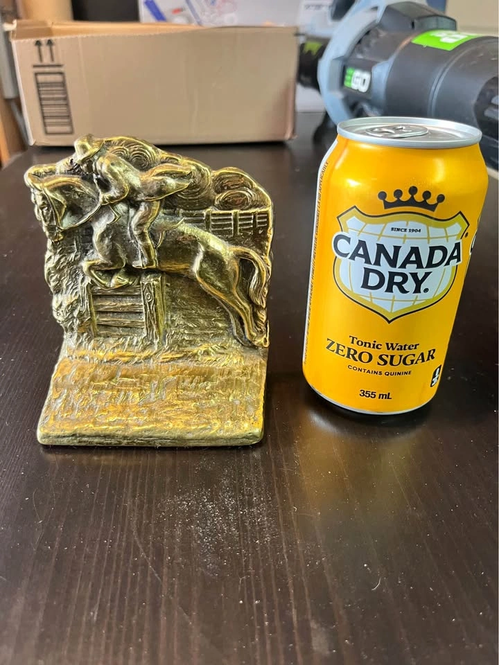 Vintage Brass Horse and Rider Jumping Fence Bookend - photo 4
