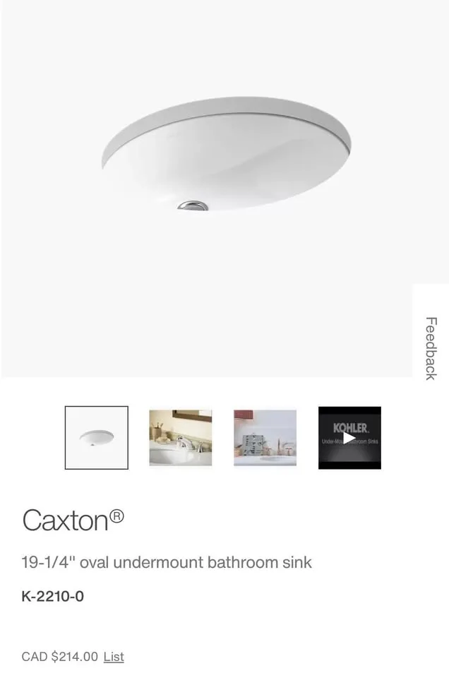 BINB Kohler Caxton® 19-1/4" oval undermount bathroom sink image indicator(2)