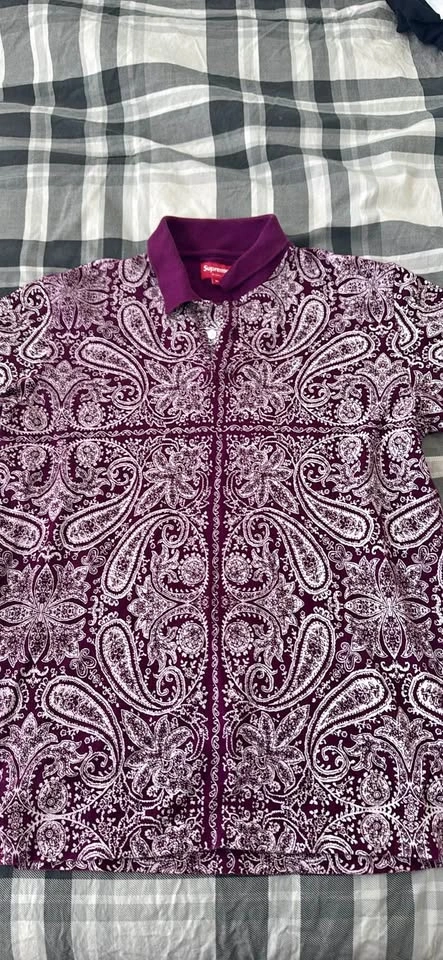 M Supreme Purple Paisley Polo T (NO TRADES)