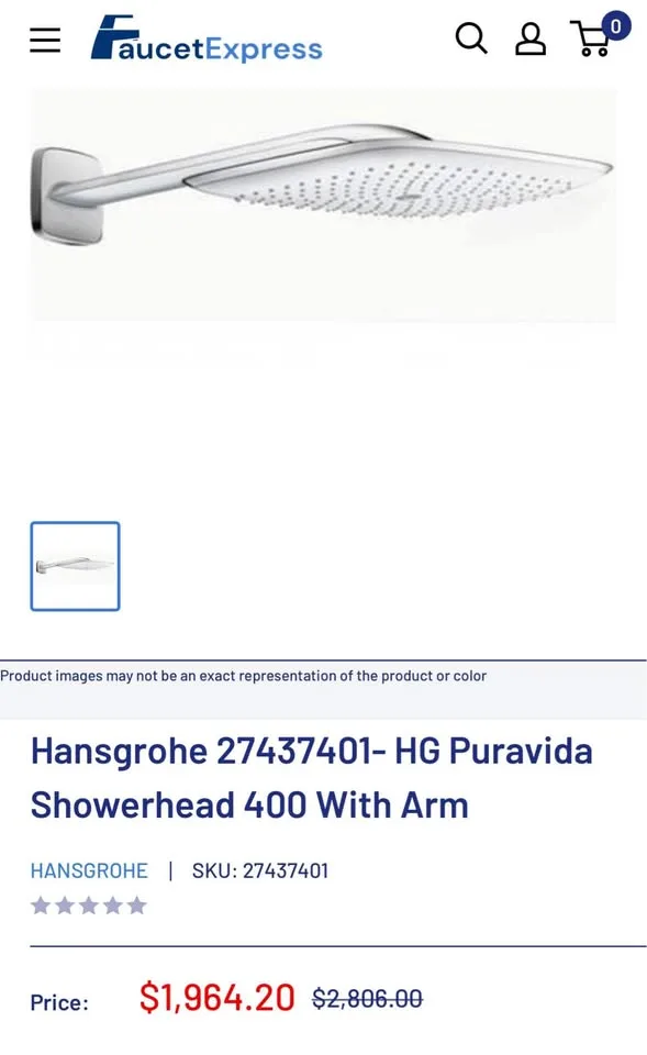 Hansgrohe PuraVida Showerhead w/ Shower Arm (Chrome White) image indicator(6)