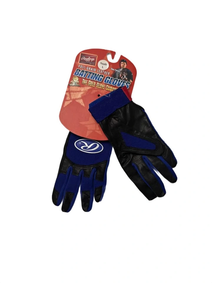 Youth large Rawlings BGP350Y Baseball Batting Gloves Blue/Red