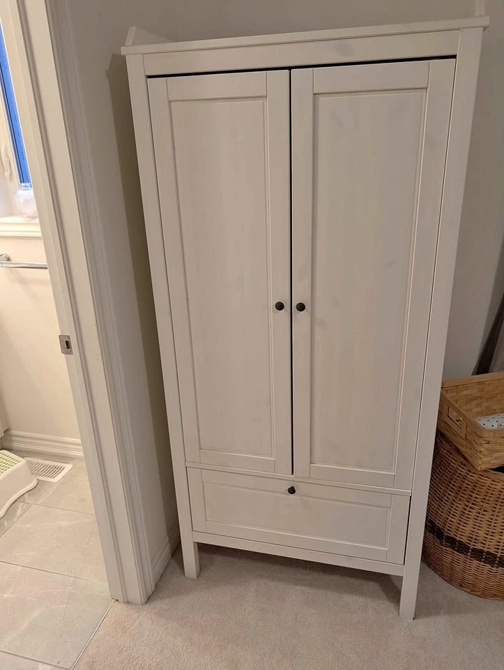 Wardrobe with Drawer, Clothes Rail & Shelf – $150