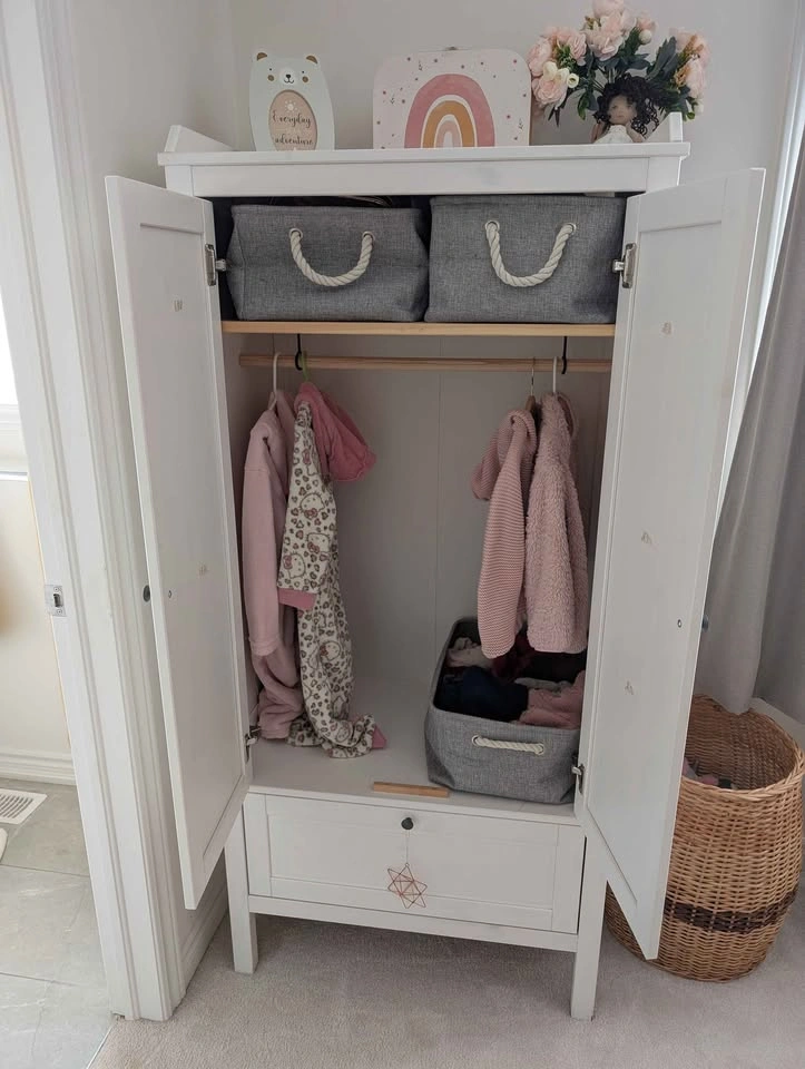 Wardrobe with Drawer, Clothes Rail & Shelf – $150 - photo 3