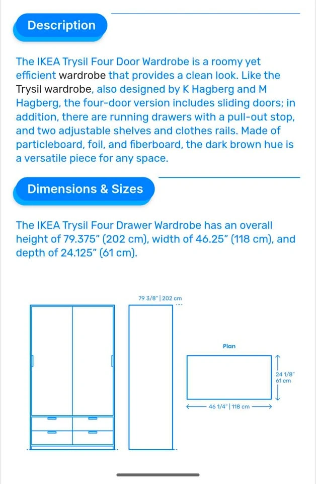 2 IKEA TRYSIL Wardrobes – Sliding Doors + 4 Drawers - photo 3