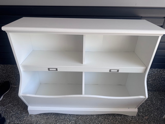 kids book and toy storage shelving unit