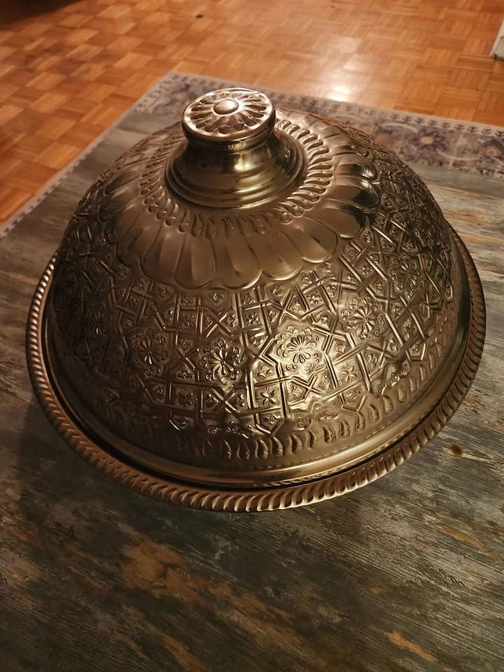 Moroccan Silver Food Dome, Serving Tray with Lid, Handcrafted Cl - photo 2