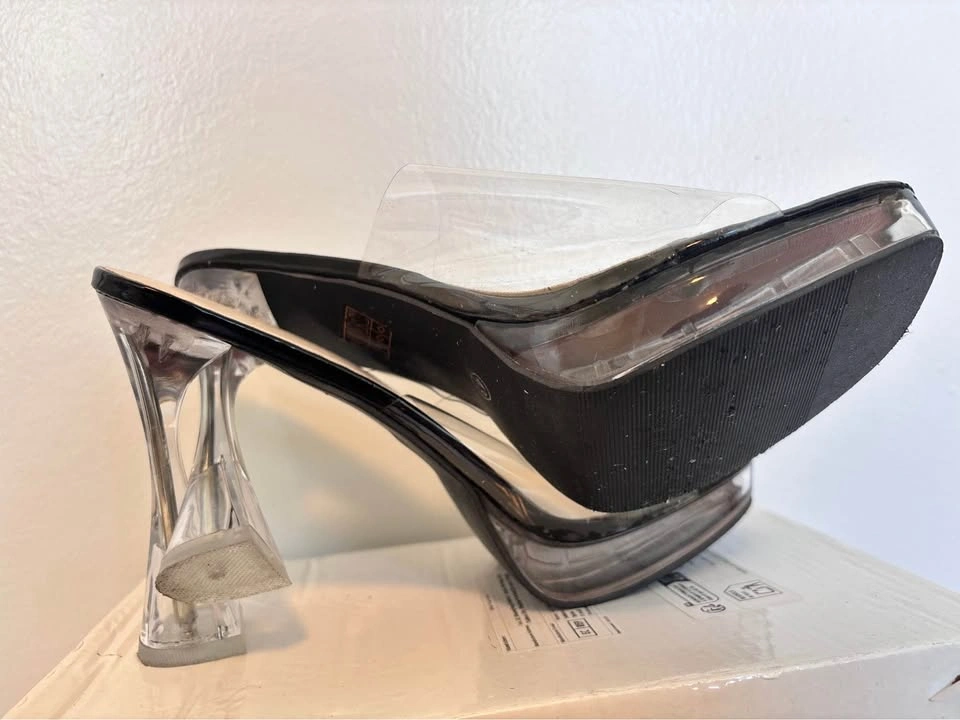 Fashion Black Clear Platform Mules - photo 3