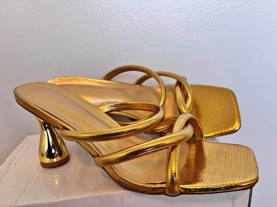 Gold Snakeskin Strappy Heels