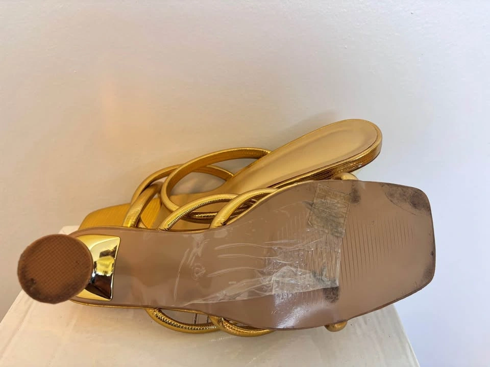 Gold Snakeskin Strappy Heels - photo 3