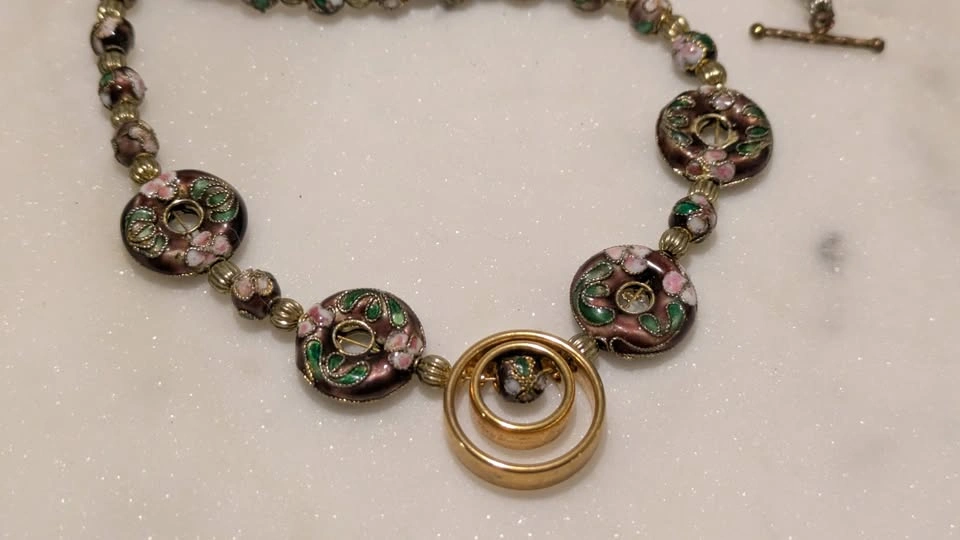 Cloisonné Enamel and Interlocking Ring Statement Necklace - photo 2