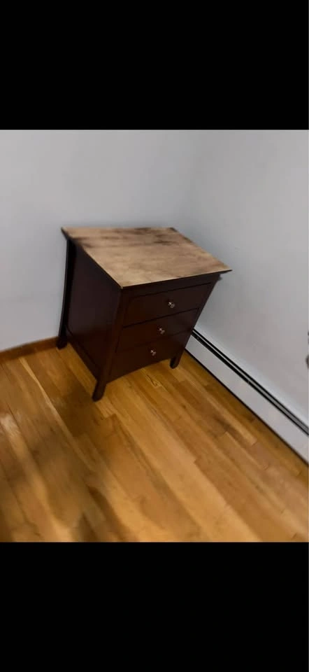 2 Dark Wood 3-Drawer Nightstand with Light Top - photo 2