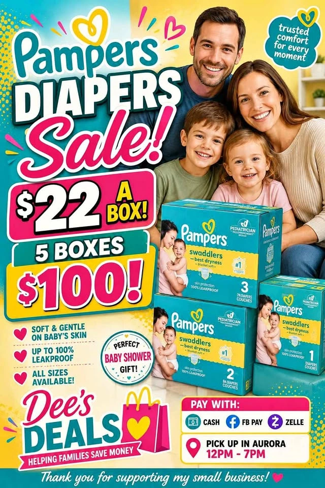 Pampers Diapers Sale $22 a box