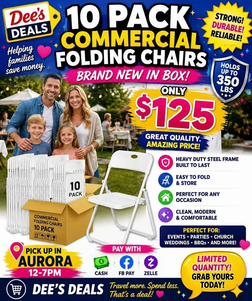 10 Pack Commercial folding chairs BRAND NEW IN BOX ONLY $125 - photo 2