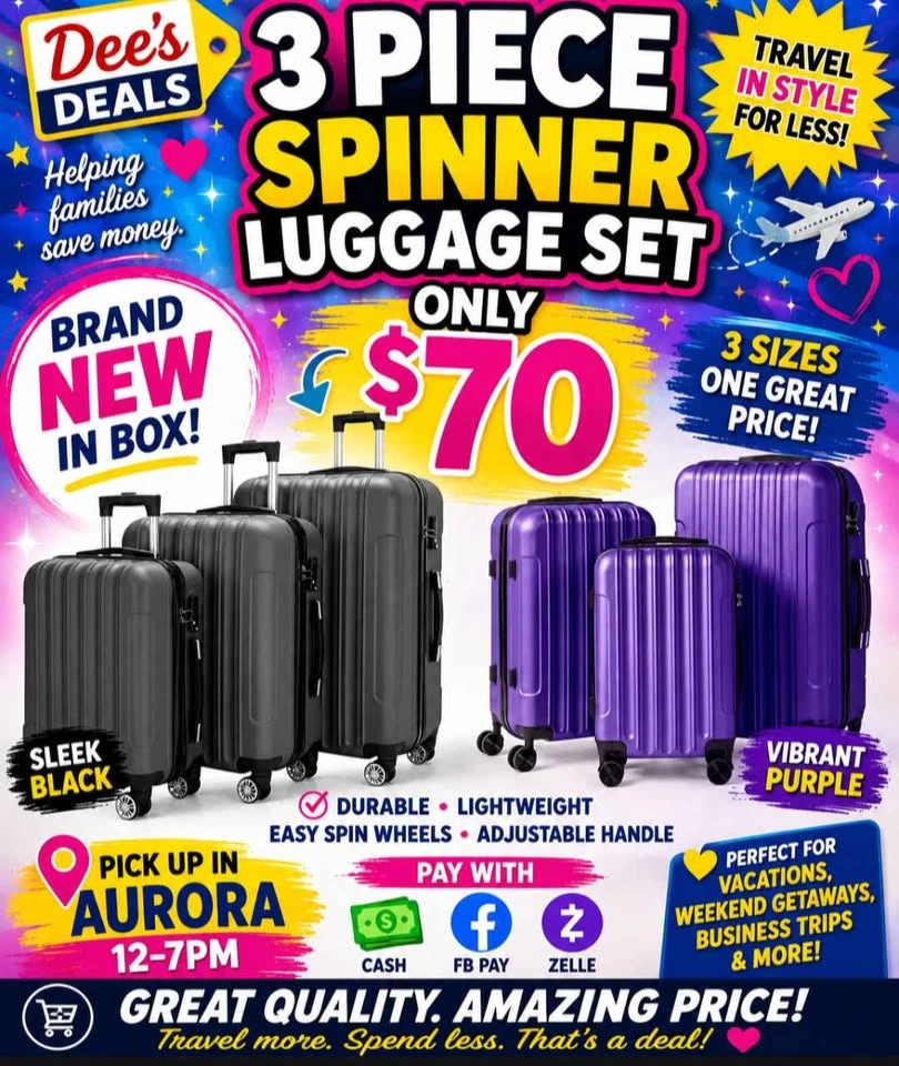 3 Piece Spinner Luggage Set BRAND NEW IN BOX ONLY $70 - photo 3