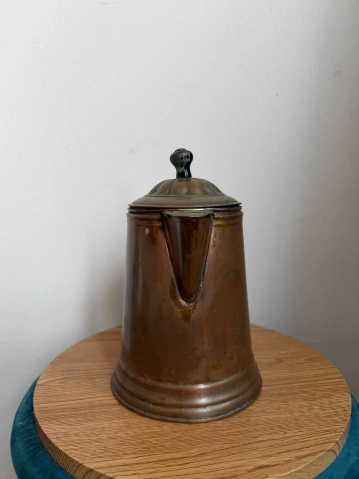 Antique Rome Metal Ware Copper Coffee Pot – Wooden Handle - photo 2