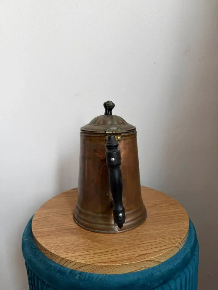 Antique Rome Metal Ware Copper Coffee Pot – Wooden Handle - photo 3
