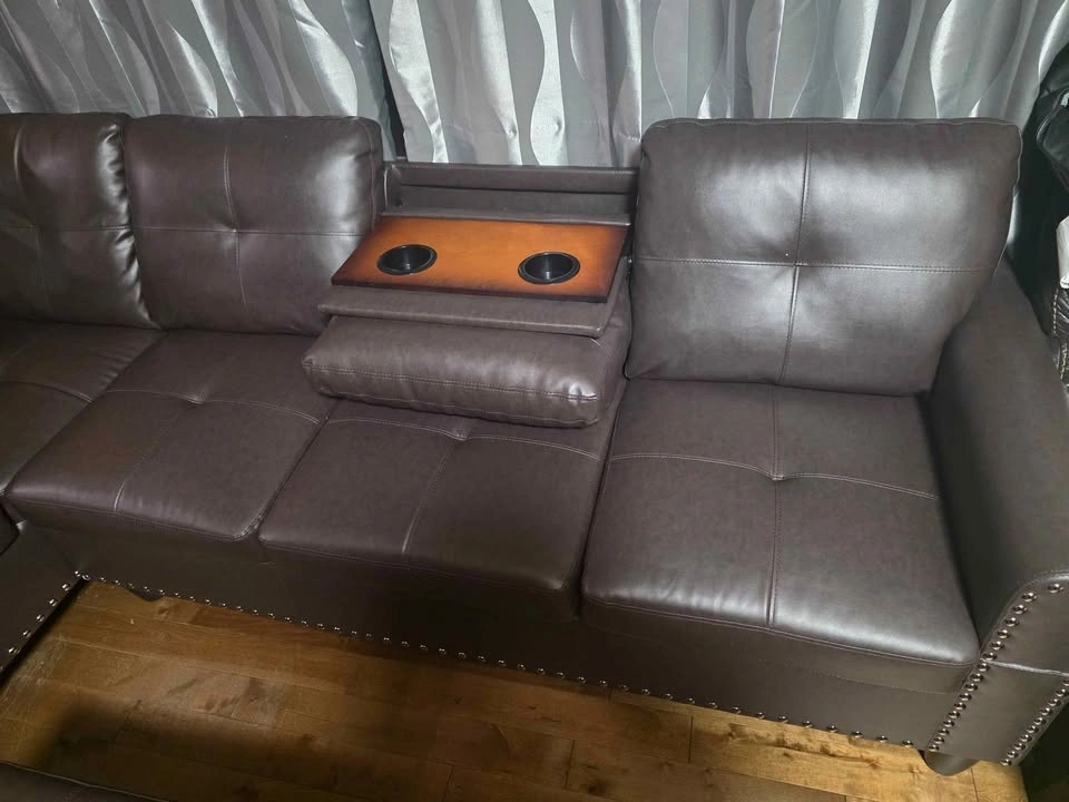 Large L-Shaped Sectional Sofa with Storage Ottoman & Cup Holders - photo 3