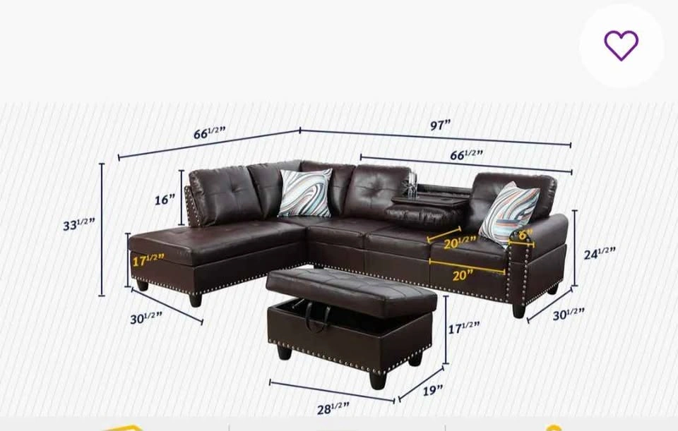 Large L-Shaped Sectional Sofa with Storage Ottoman & Cup Holders - photo 5