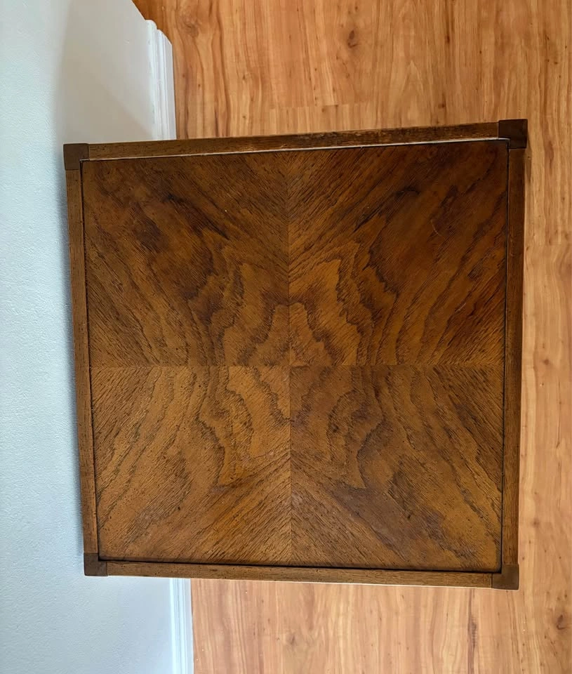 Vintage 1960’s Mid-Century Oak Parquet Square Side Table - photo 3