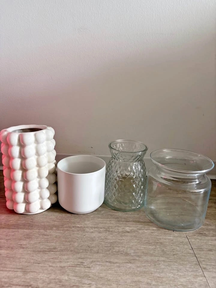 lightly used glass vases ($7 each)