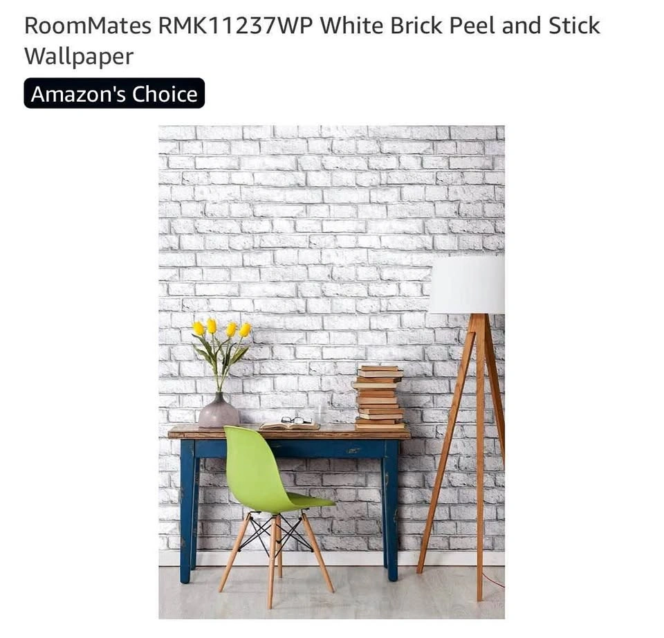 White Brick Peel and Stick Wallpaper (40cm wide)