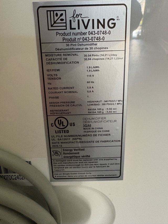 For Living 30 Pint Dehumidifier - photo 5