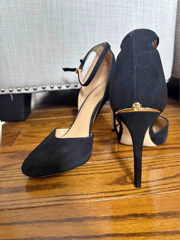 Michael Kors Black Suede Ankle Strap d'Orsay Pumps