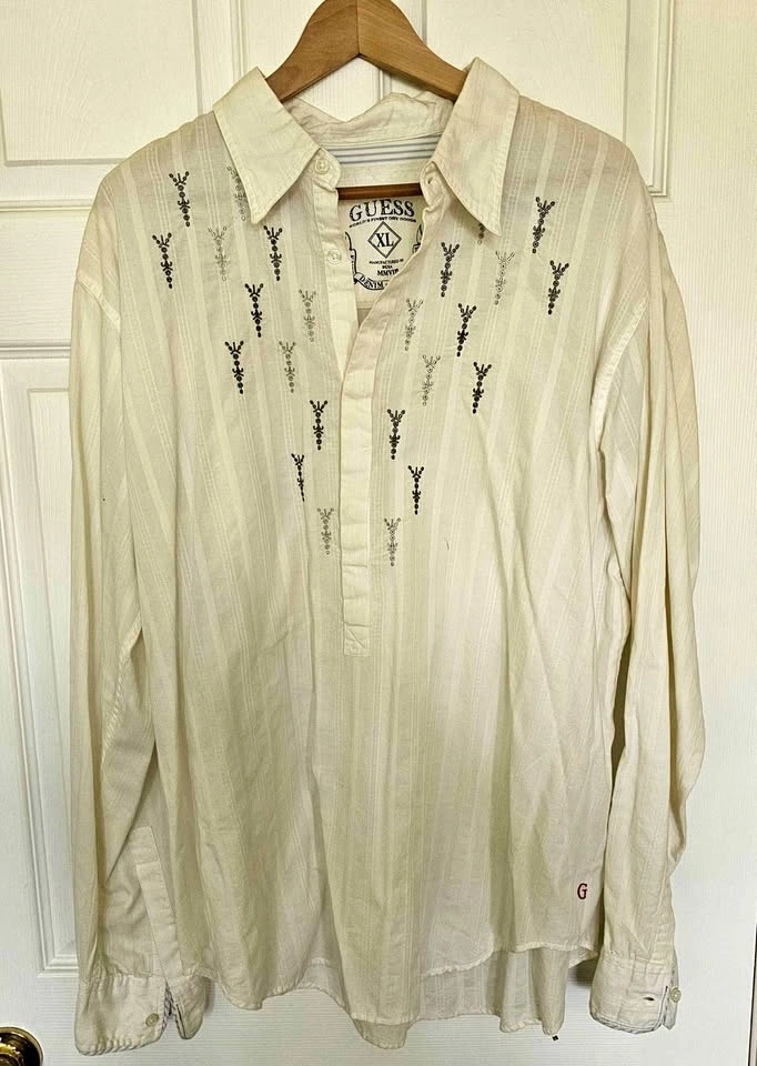 GUESS Men’s Vintage Boho Embroidered Popover Shirt - Size XL
