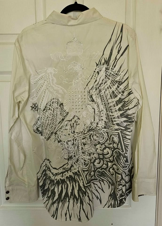 House of Lords Men's Y2K Gothic Eagle Rhinestone Shirt - XL - photo 2