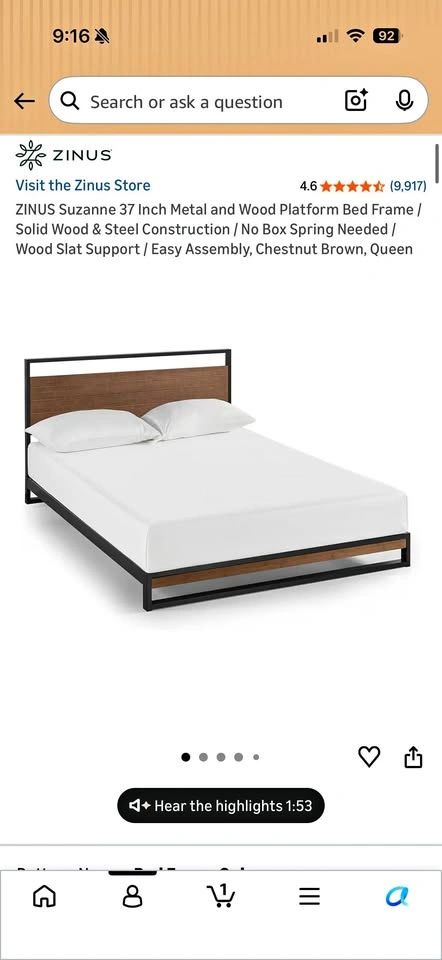 ZINUS Suzanne Full Size Platform Bed Frame
