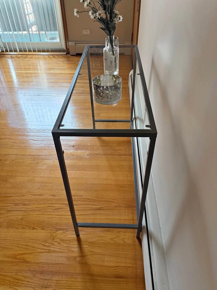 Grey console table glass