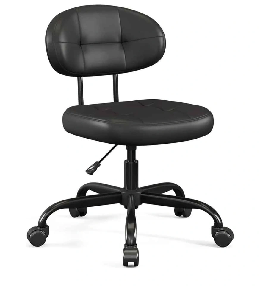 Brand new Black Faux Leather Swivel Rolling Stool with Backrest - photo 2
