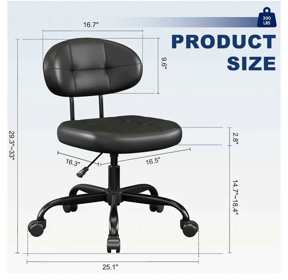 Brand new Black Faux Leather Swivel Rolling Stool with Backrest - photo 3