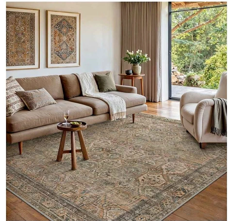 Brand NEW 9x12 Washable Area Rug - Vintage Brown/Gray