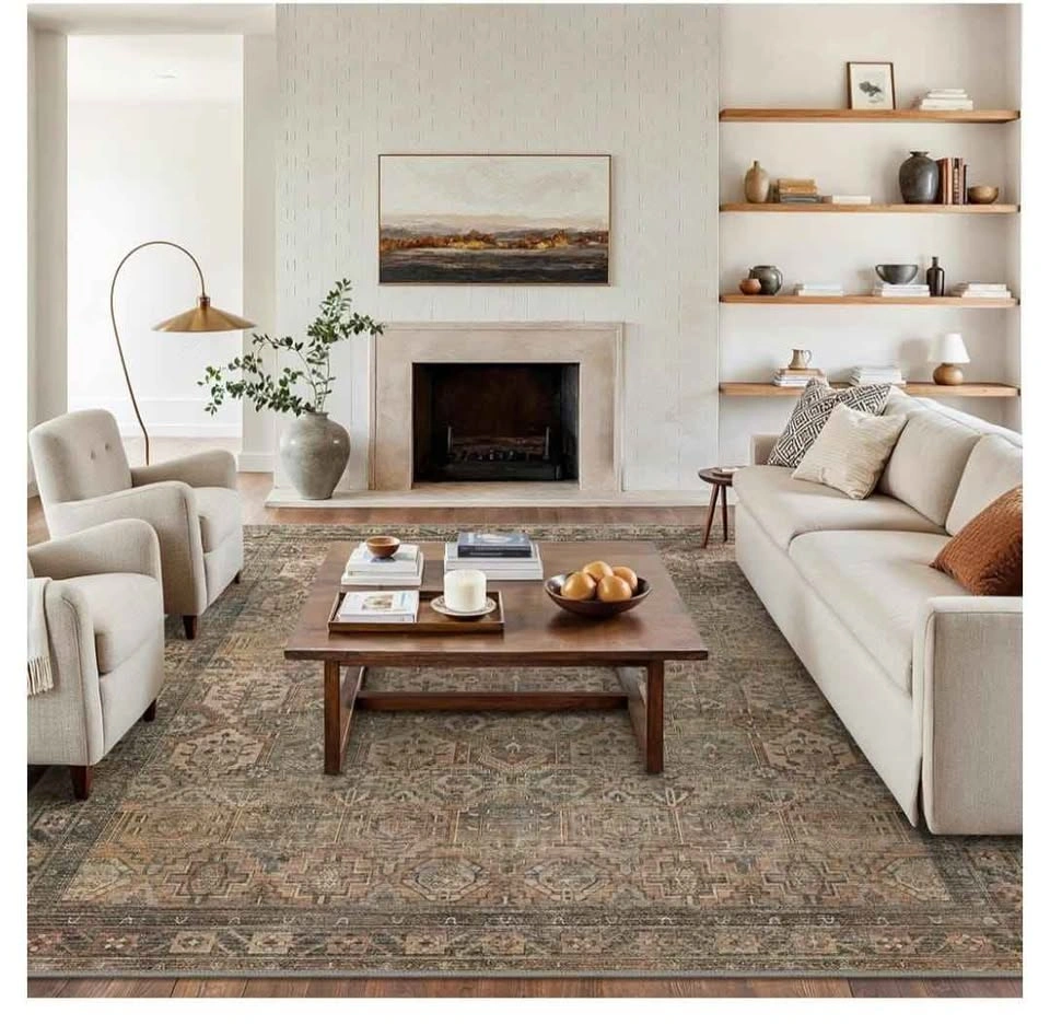 Brand NEW 9x12 Washable Area Rug - Vintage Brown/Gray - photo 2