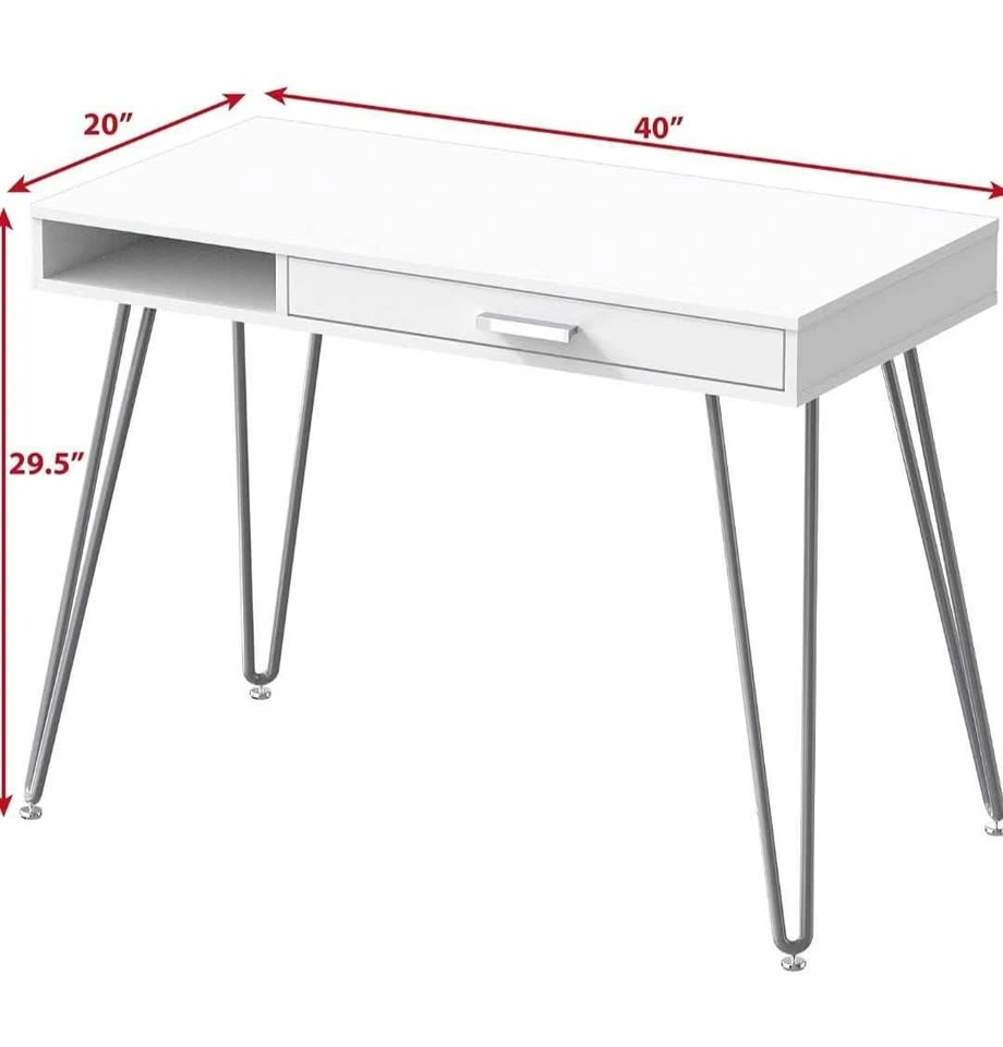 Brand New White Home Office Writing Desk - Hairpin Legs & Drawer - photo 2