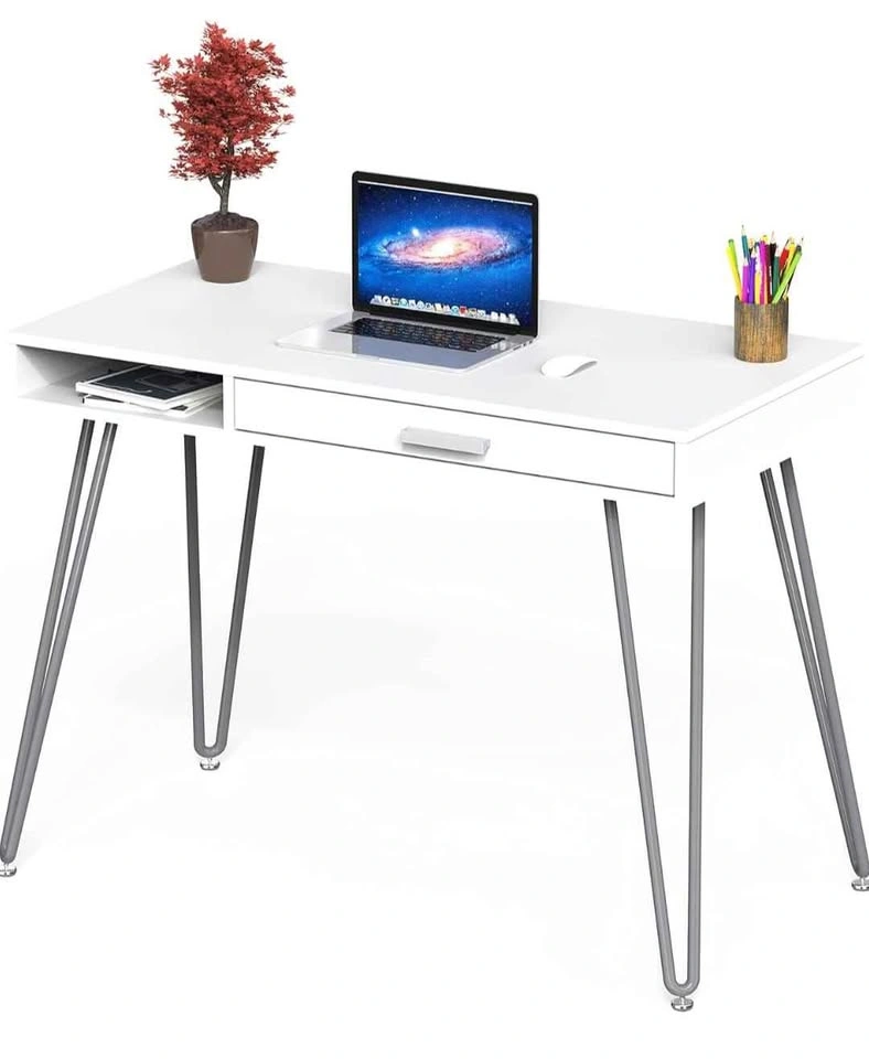 Brand New White Home Office Writing Desk - Hairpin Legs & Drawer - photo 3