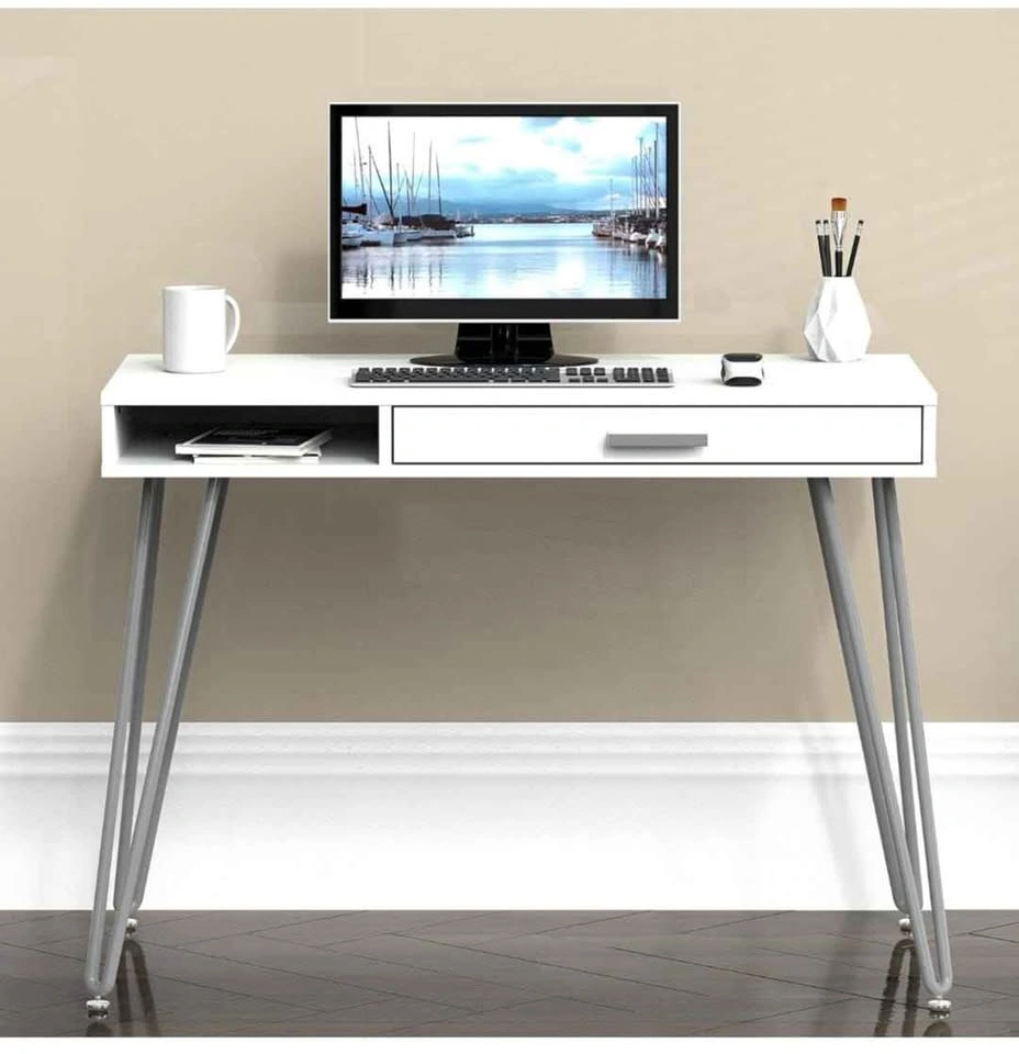 Brand New White Home Office Writing Desk - Hairpin Legs & Drawer - photo 4