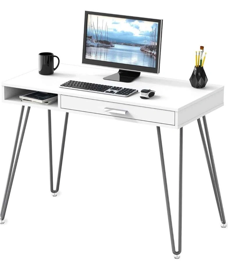 Brand New White Home Office Writing Desk - Hairpin Legs & Drawer - photo 5