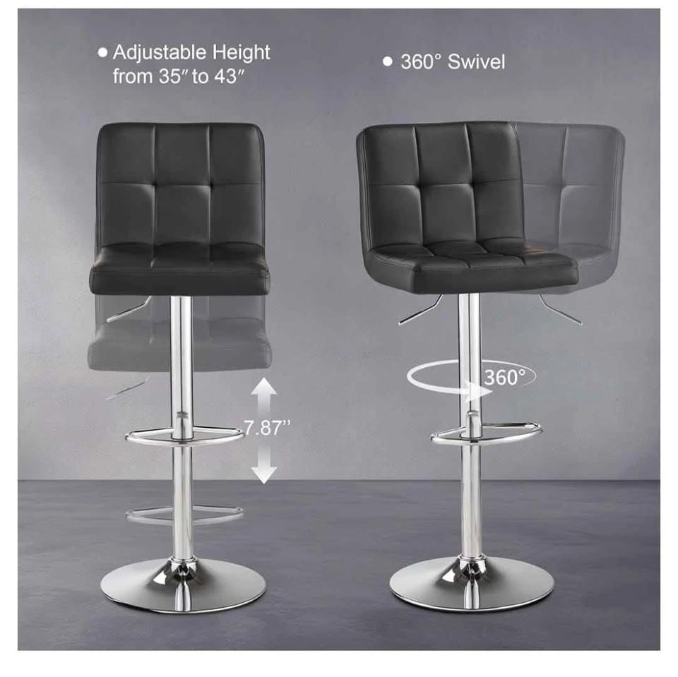 Brand new Set of 2 Black Faux Leather Adjustable Swivel Bar Stoo - photo 2