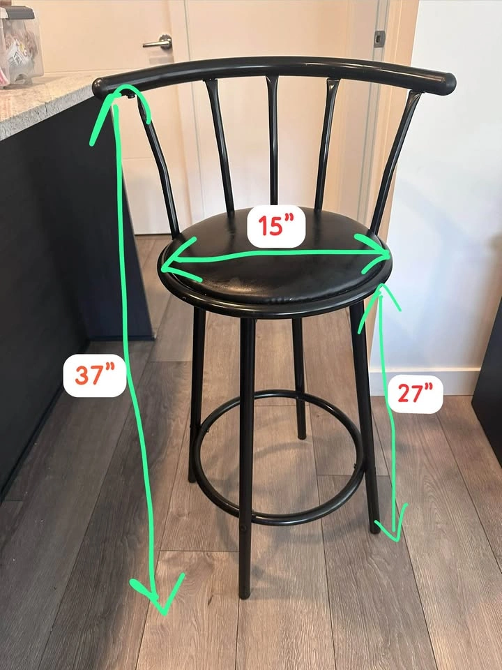 Pair of Black Metal Swivel Bar Stools - photo 3