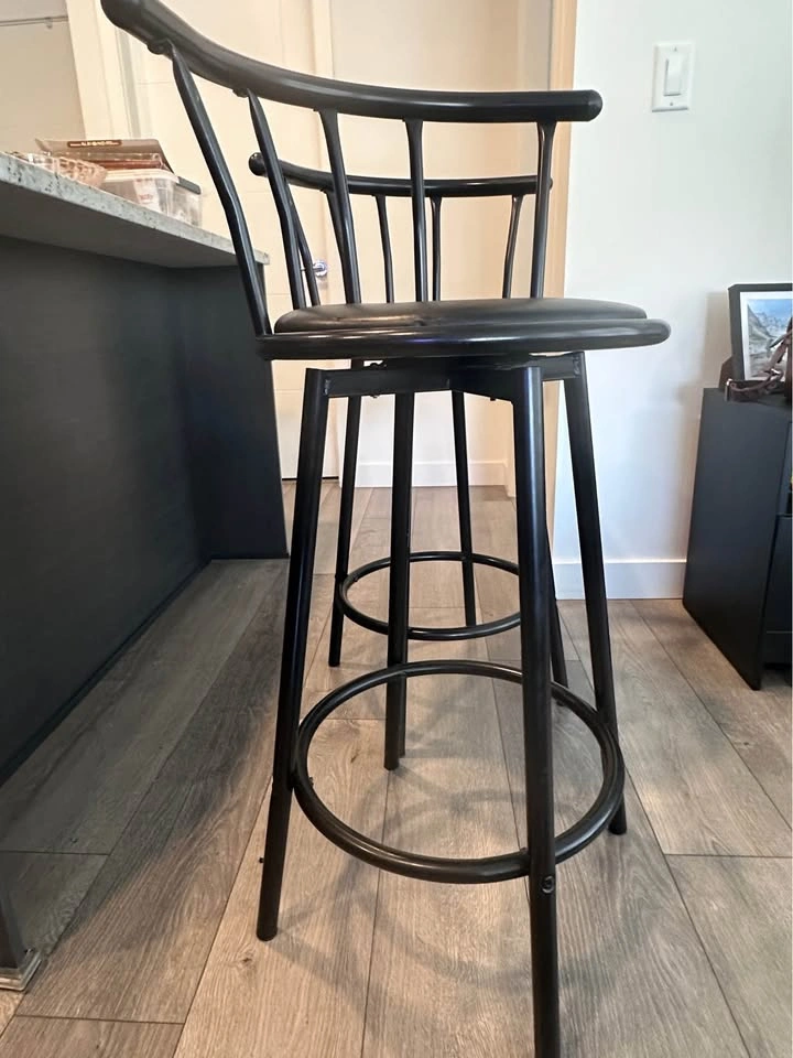 Pair of Black Metal Swivel Bar Stools - photo 4