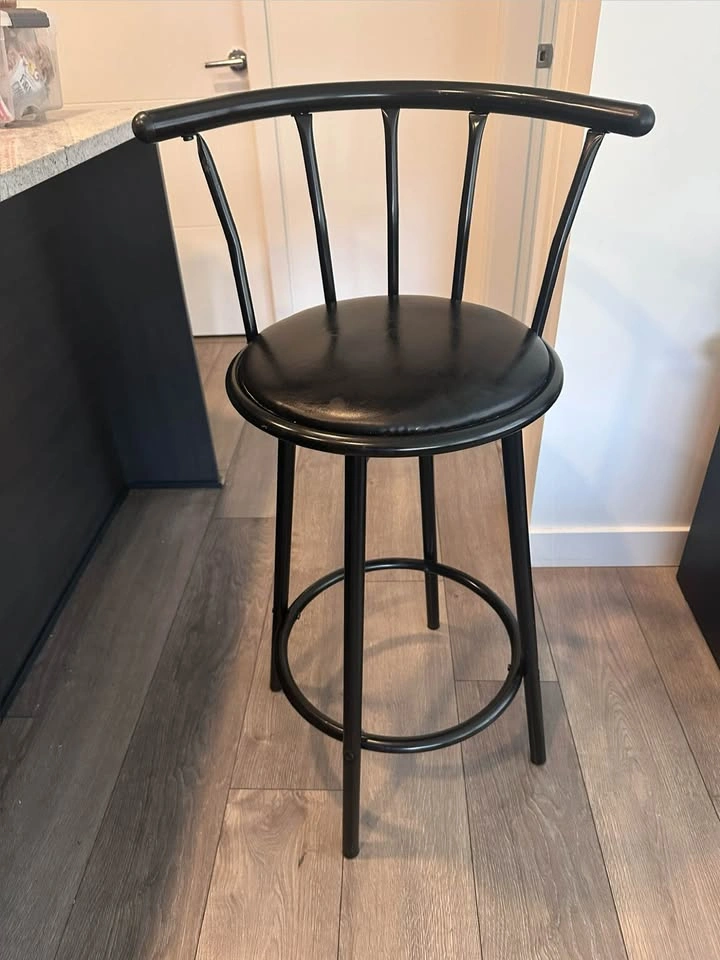 Pair of Black Metal Swivel Bar Stools - photo 5