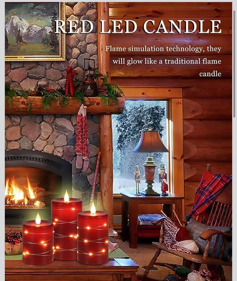 Red Flameless LED Candles with String Lights - photo 2
