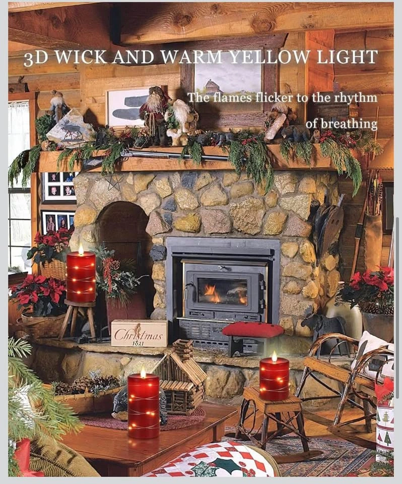 Red Flameless LED Candles with String Lights - photo 3