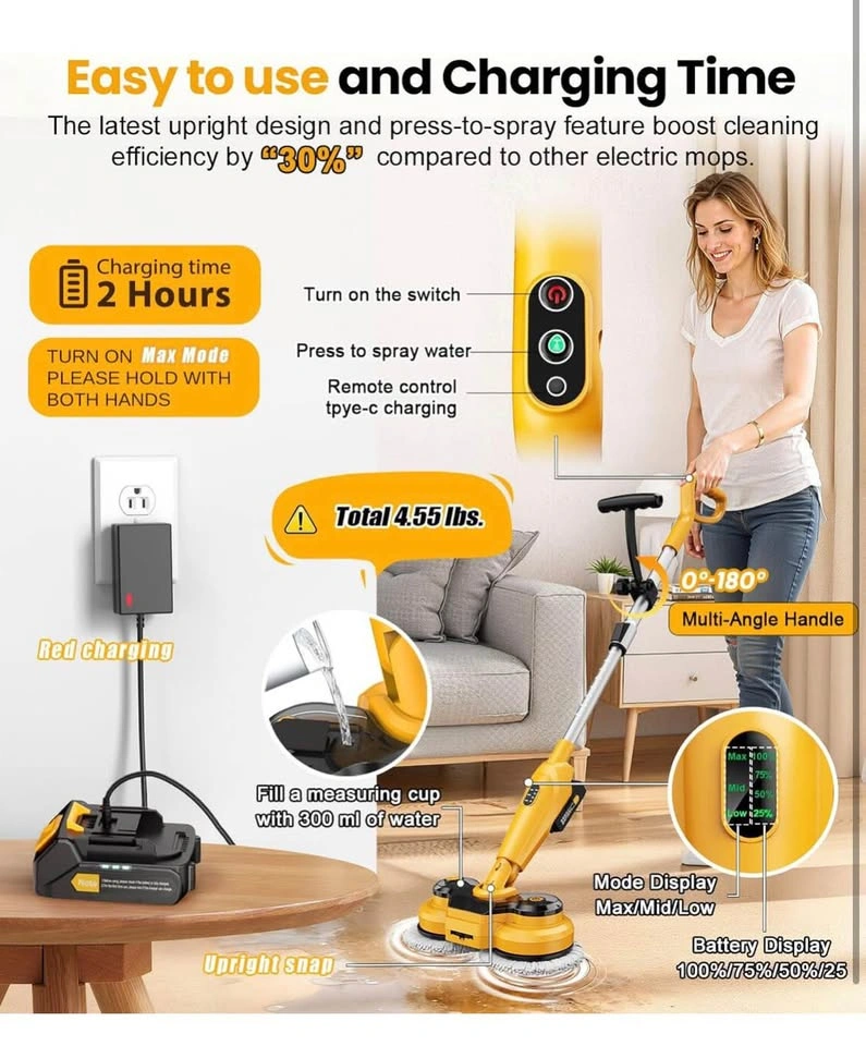 Qimedo M3 2-in-1 Cordless Electric Mop & Floor Scrubber - photo 3
