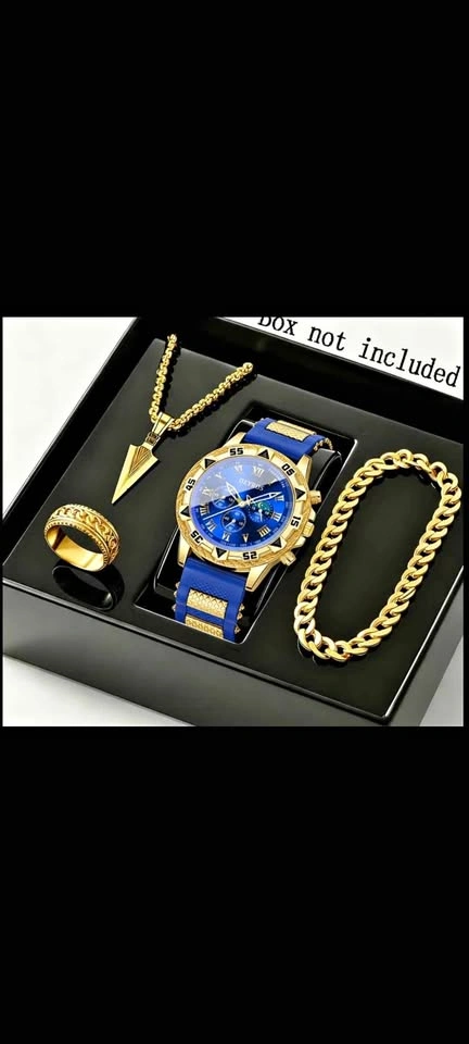 Watch, Necklace, Bracelet, Ring 4-Piece Set