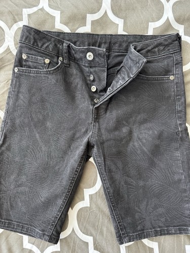 Topman Black Stretch Skinny Denim Shorts, Men’s, Waist 30