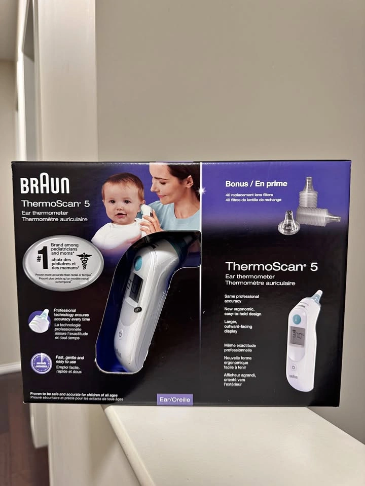 BNIB Braun Thermoscan 5 Ear Thermometer with 40 lens filters