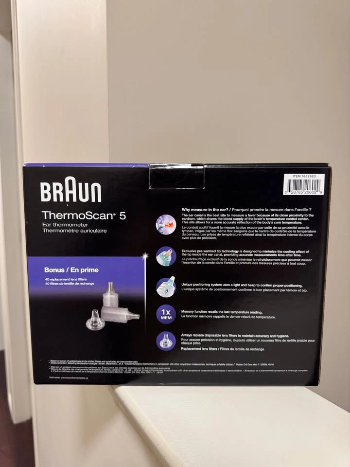 BNIB Braun Thermoscan 5 Ear Thermometer with 40 lens filters - photo 2
